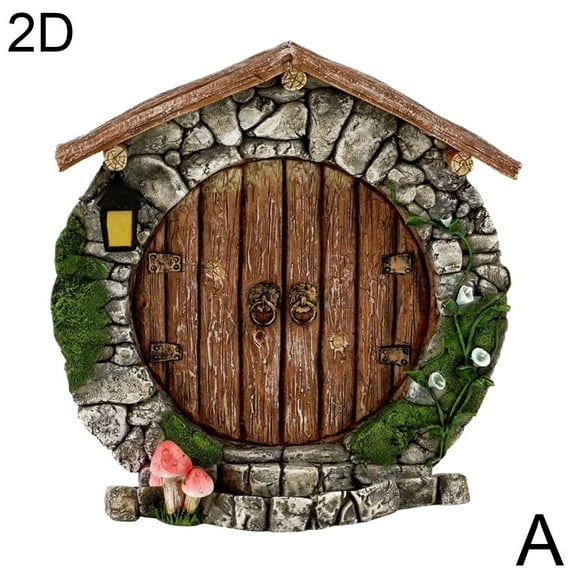 Miniature Fairy Door Figurines Elf Home for Yard Art Garden Tree Sculpture Statues Decor Outdoor Decor Fairy Garden Door U4W5