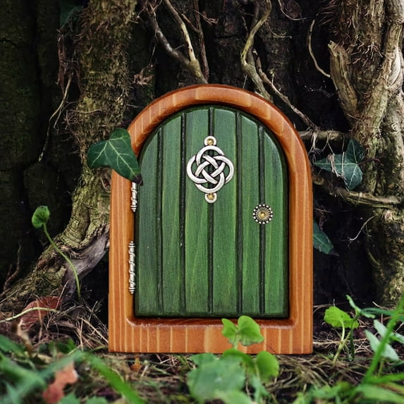 Miniature Fairy Door for Trees Outdoor, Enchanted Fairy Garden Decor, Small Magic Tree Trunk Door, 3.93'' Lawn Ornament, Tiny House Gift for Kids,Fairy Tale Garden Accessories,Mini Door Sculpture