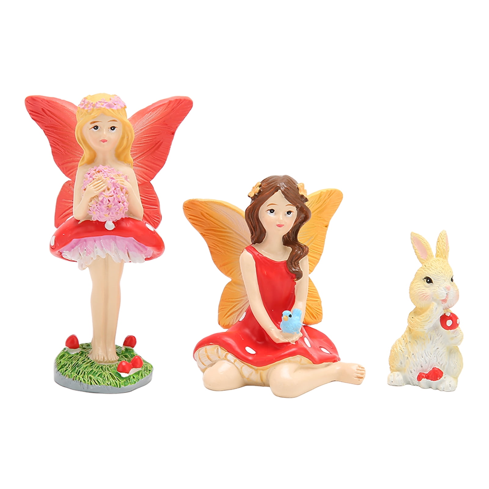 Miniature Fairy Figurines Hand Drawing Resin Rabbit Fairy Sculpture for