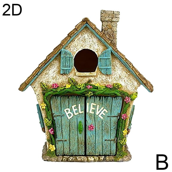 Miniature Fairy Garden Door,Believe Fairy Garden House,Hand Painted Fairy Doors That Open Fairy House,Fairy Garden Accessories for Home Outdoor Yard Tree Trunk V9R6