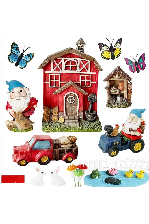 Miniature Fairy Gnome Garden Accessories Farm Fairy Garden House Decoration Outdoor Fairy Garden Gnome Figurines Decor Kit for Mother Birthday Gift