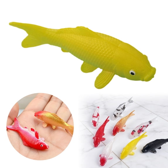 Miniature Fake Koi Fish Figurines Mini Fish Cute Miniature Fake Fish, Mini Goldfish Figurines, Mix Colorful Koi Fish, Tiny Carps Tank Supplies, Fairy Garden Ornament Decoration Plastic Animals Tiny