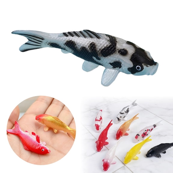 Miniature Fake Koi Fish Figurines Mini Fish Cute Miniature Fake Fish, Mini Goldfish Figurines, Mix Colorful Koi Fish, Tiny Carps Tank Supplies, Fairy Garden Ornament Decoration Plastic Animals Tiny