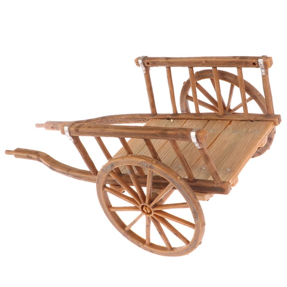 Small Retro Farm Wagons Toy With Detachable Wheels 1/12 Scale Dollhouses Decors For Agricultural Scene Setup