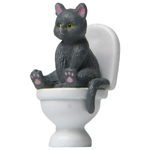 Miniature Figure Sitting On Toilet Statue Figurine Resin Home Decor Cartoon Garden Statues