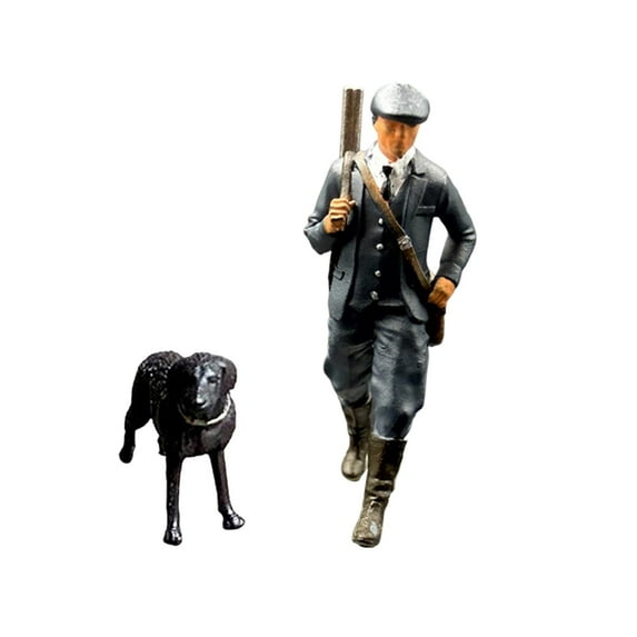 Miniature Figurine Hunter Model Resin Photo Prop for Tiny People Scale Train Layouts Diorama Scenes