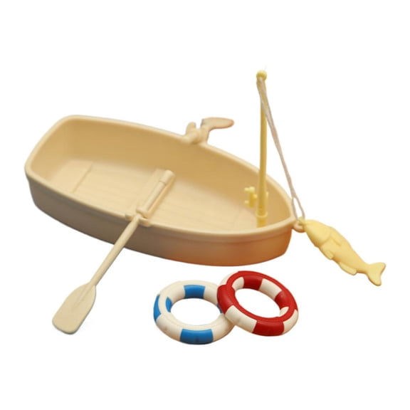Miniature Fishing Boat Model, Realistic Desk and Display Decoration, Plastic Collectible 4.84"