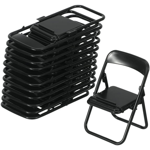 Miniature Folding Chair 12 Pcs Tables and Chairs Black Decor Small Toys Tiny Figurine Work