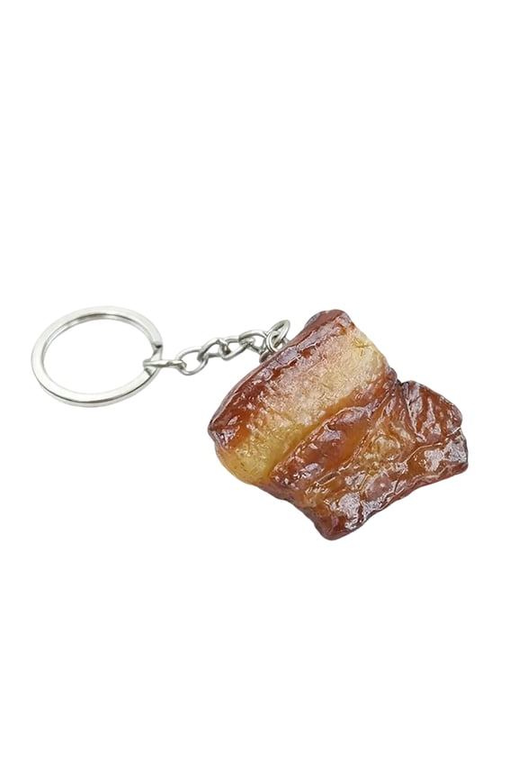 Miniature Food Keychain Set, Realistic Simulation Chicken Wing and Pork Knuckle Key Ring Pendants with Handcrafted Look, for Personalized Accessories, Craft Projects