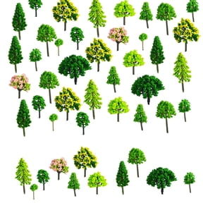 Miniature Forest Railroad Scenery Pine Trees 55 Pieces Models Fake Trees Sand Table, Miniature Trees for Woodland Scenics, Miniature Landscape Scenery, for DIY Crafts Green Plants Decor (3-7cm)