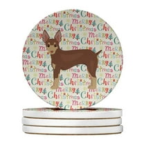 Miniature Fox Terrier Merry Christmas Large Sandstone Coasters Pack of 4 4 in x 4 in