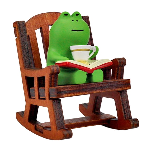 Miniature Frog Figurines - Funny Frog Sculpture for Shelf, Desk Decoration - Frog Desk Accessories - Perfect Cute Frog Gift for Frog Lovers(Rocking Chair)