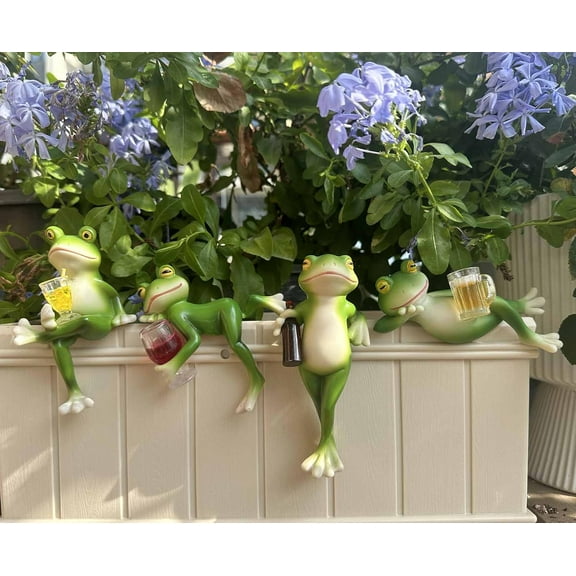 Miniature Frog Figurines Plant Decorations for Pots, Funny Tipsy Frog Garden Decor Outdoor Decoration Frog Statue Planter Hugger Gift for Flower, Yard, Lawn Ornament, Picture Frame Decoration