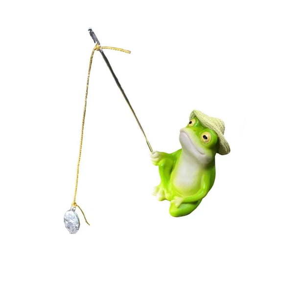 Miniature Frogs Panda Fishing Statue Resins Sculpture Decorative Garden Ornament for Indoor and Outdoor Use Gift