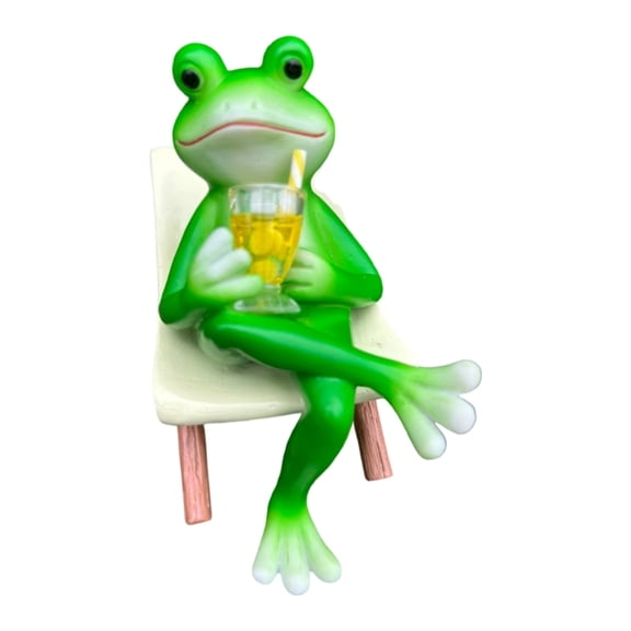 AOOOWER Frogs Drinking Lounge Chair Resins Figurine Decors For Garden Outdoor Ornament