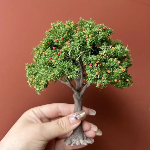 Miniature Fruit Tree Model with Wire Trunk DIY Landscape Diorama Scenery Craft Material for Terrarium Railway Layout