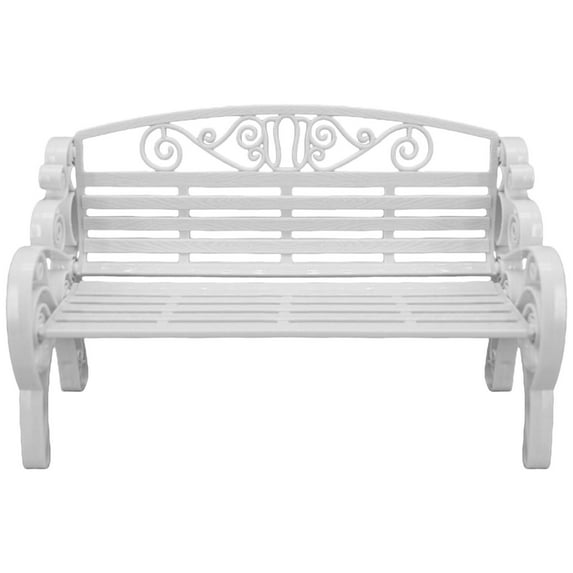 Miniature Garden Decorative Plastic Doll Furniture Park Bench With Scrollwork Design