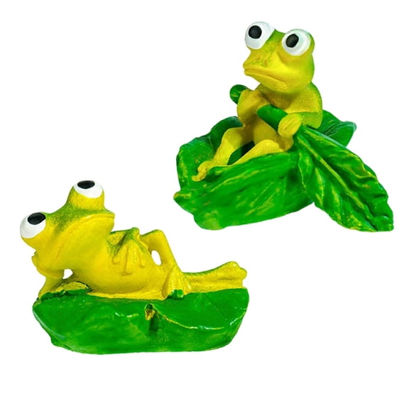 Miniature Garden Frogs Statue And Naturalistic leaf Theme Animal Garden Decoration