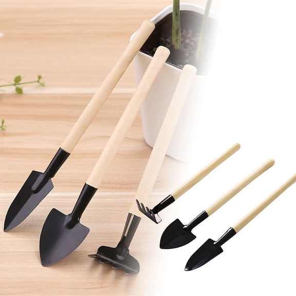 Miniature Garden Made Of Proof Metal And Equipped With Wooden Handles Are Gardening For Bonsai And Potted