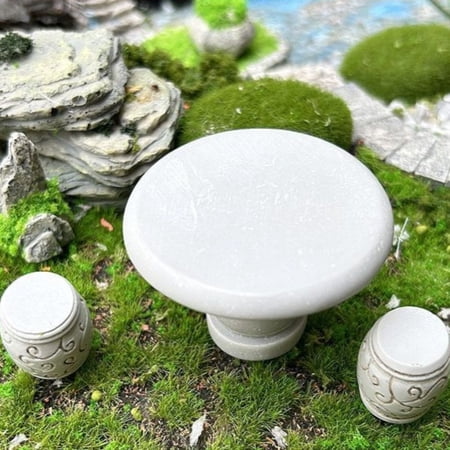 Miniature Garden Stone Bench Resin Chair Chinese Style DIY Courtyard Decor for Fairy Terrarium Landscape Model