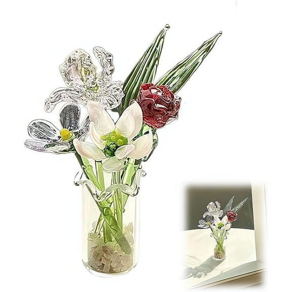 Miniature Glass Birth Month Flower Bouquet with Stem