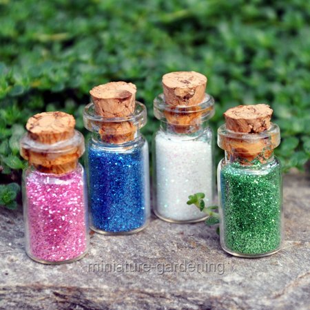 Miniature Glass Bottles with Fairy Dust for Miniature Garden, Fairy Garden