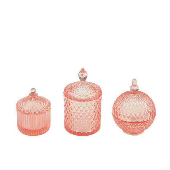 Miniature Glass Candy Jar Set,for Dollhouse or Display, Decorative Containers, Cute Mini Candy Storage Jars Collectible Decor, Mini Jar Set,Pink,1PC