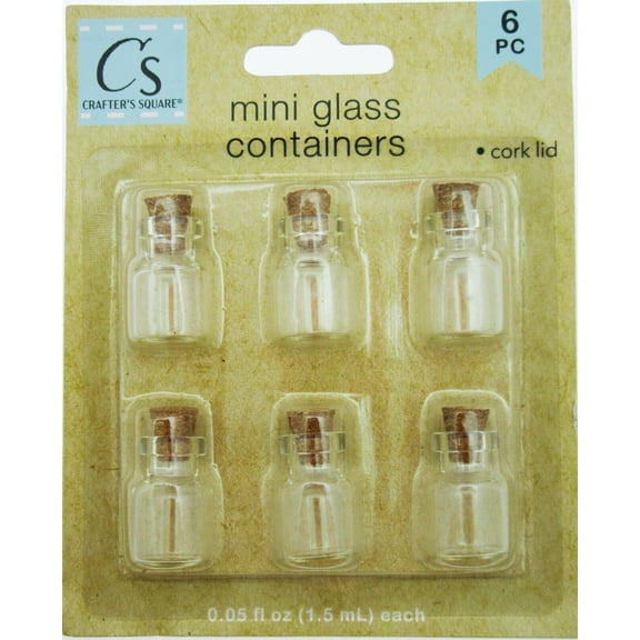 Miniature Glass Cork Lid Bottles - 6 Pack Mini Glass Containers Crafter's Square