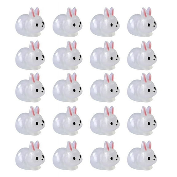 Miniature Glowing Rabbit Figurines 20pcs/set Mini Resin Statues Ornaments