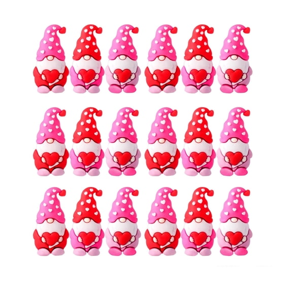 Miniature Gnome Figurine Collection - Valentine's Day Themed Decorative Statues - Rubber Craft Characters for Party Decor and Play