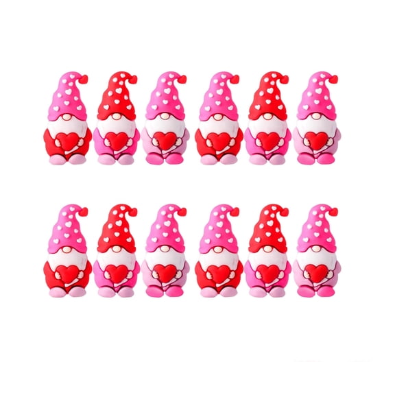 Miniature Gnome Figurine Collection - Valentine's Day Themed Decorative Statues - Rubber Craft Characters for Party Decor and Play