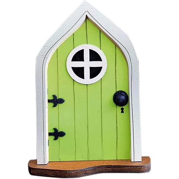 Miniature Green Fairy Door and Window Set, Garden Gnome Decoration, Fashionable Garden Tree Ornament$$Garden & Patio