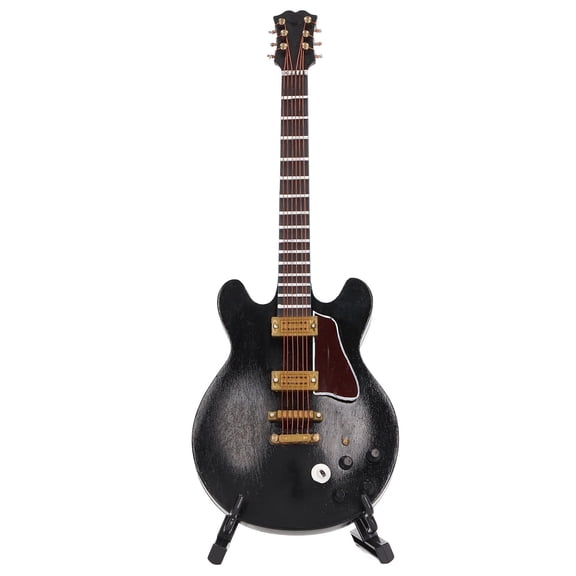 Miniature Guitar Model, Cat Shape Electric Guitar Replica Mini Musical with Stand Instrument Miniature Dollhouse Model Home Decor and Music Lovers Best Gift