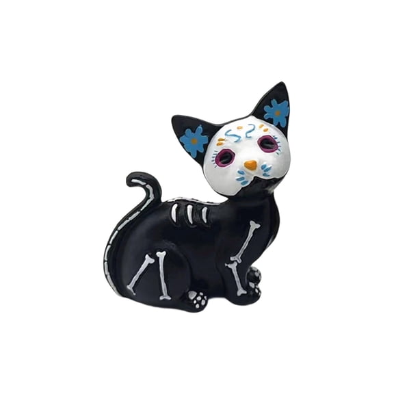 Miniature Halloween Resin Dog Statue Sugar Skull Craft Desk Decor Holiday Family