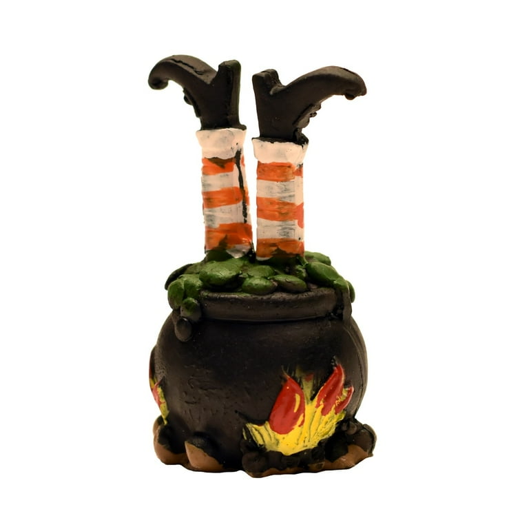 Halloween Witch Legs Black Boots Cauldron Figurine Fairy Garden Miniature Decor Halloween Witch Legs Black Boots Cauldron Figurine Fairy Garden Miniature Decor