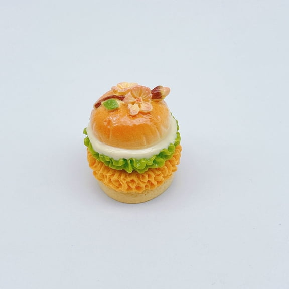 Miniature Hamburger Figurine Resin Fast Food Toy, Detailed Mini Burger Decoration, DIY Craft Accessory, Dollhouse Food Prop, Collectible Kitchen Display, Scrapbooking Embellishment A
