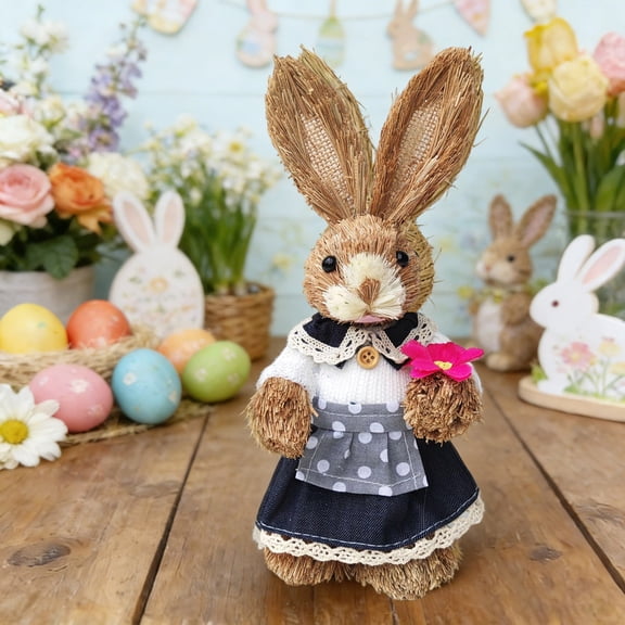 Miniature Handcrafted Grass Decor, Handmade Artificial Grass Ornament for Easter Home Bedroom Living Room Festive Table Display Decor 9.06in A