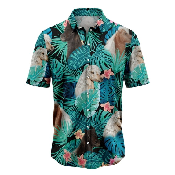 Miniature Horse Green Tropical Aloha Hawaiian Shirt