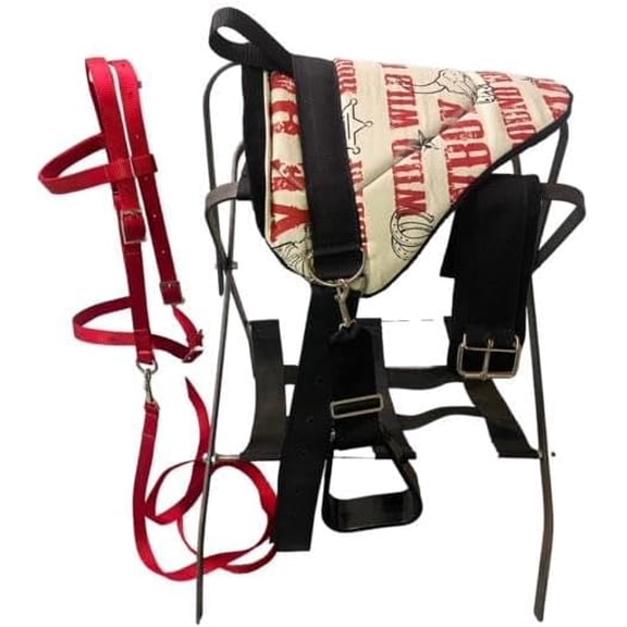 Miniature Horse/Small Pony Childrens Bareback Saddle Set - Cowboy Print - RED - BITLESS Bridle$$Sport & Recreation Other