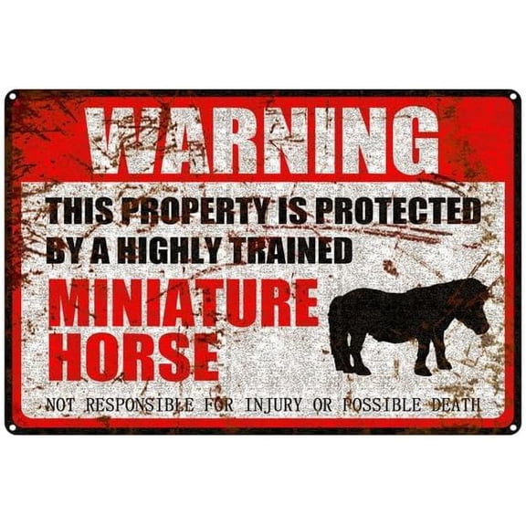 Miniature Horse Warning Sign 12x8 Inch Rust-Free Aluminum - Metal Pet Gift Sign, Weather-Resistant for Home, Farms & Christmas Equestrian Security