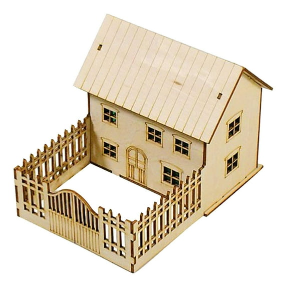 Miniature House Model Finished Architecture 3D Wooden Texture Perfect for Holiday Gift Diorama Display