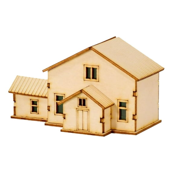 Miniature House Model Landscape Building Model Durable Wooden Material Creative Display for Kids and Adults