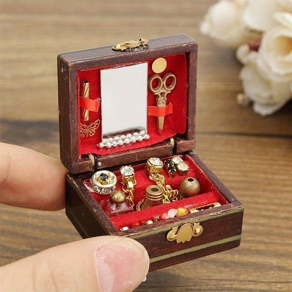Miniature Jewelry Box Accessory for Room Decoration, 1/12 Scale