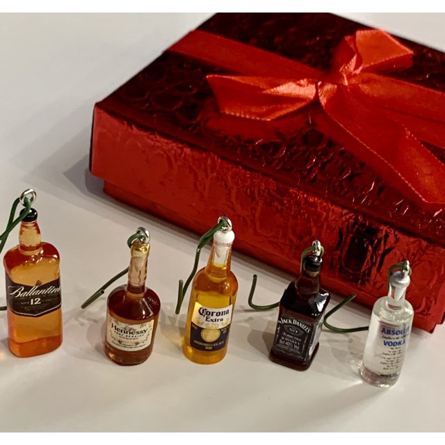 Miniature Liquor Bottle Ornament Mini 20 Set, Wine Ornament, Christmas