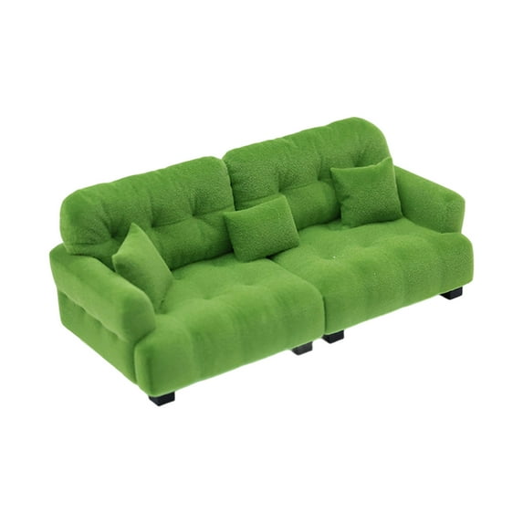 Miniature Living Room Sofa Couch Model Detailed Flocking Doll Furniture 1/12 Scale Model For Collector
