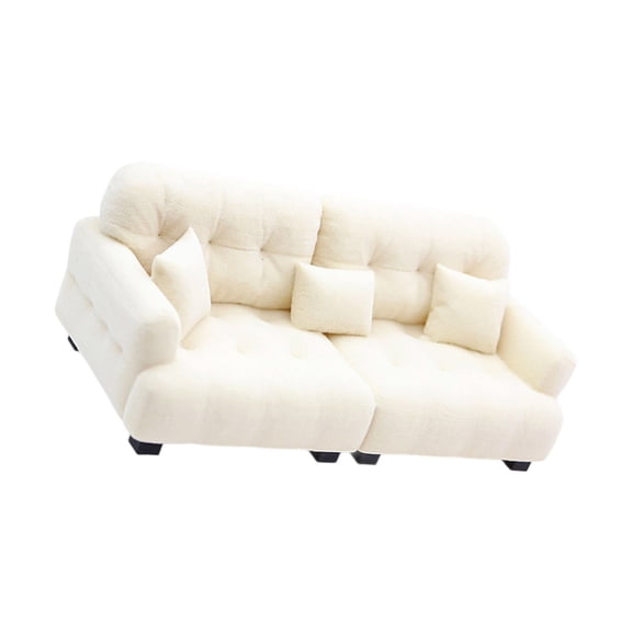 Miniature Living Room Sofa Couch Model Detailed Flocking Doll Furniture 1/12 Scale Model For Collector