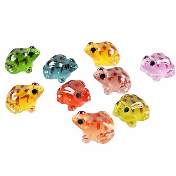 Miniature Luminous Frog Figurines, Glow in The Dark Tiny Resin Frogs for Fairy Garden and DIY Crafts, Micro Landscape Ornaments for Home Decor, 9 PCS