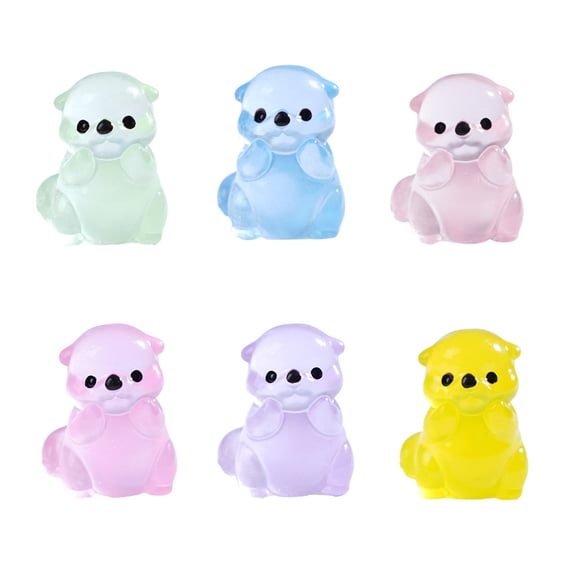 Miniature Luminously Sea Otters Statue Resins Craft Figurines Ornaments Desk Decors For Adults Kids Room Accessories