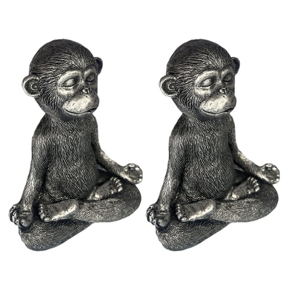 Lynono 2Pcs Resin Meditations Monkey Figurine Garden Monkey Decors Statue Sculptures