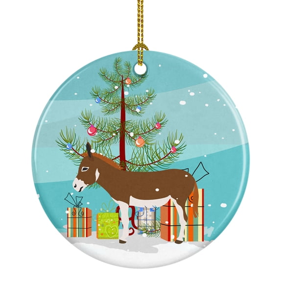Miniature Mediterranian Donkey Christmas Ceramic Ornament